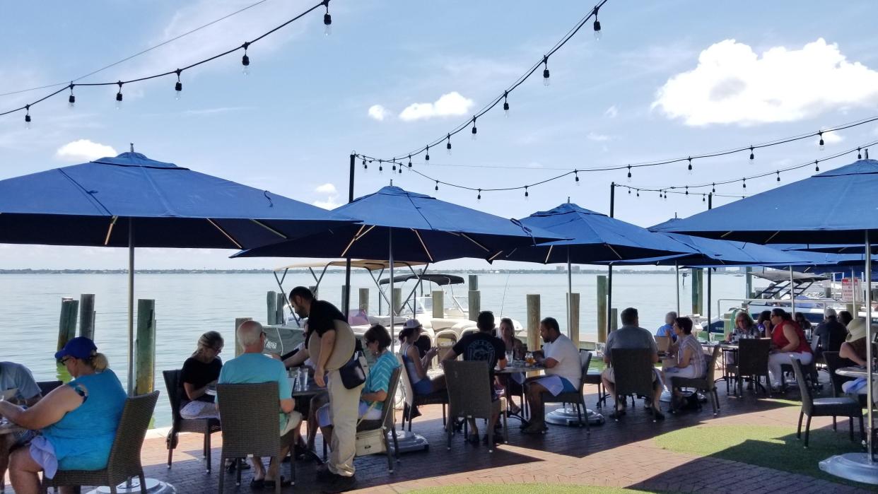 Dry Dock Waterfront Grill, in Longboat Key, Fla, overlooking Sarasota Bay.