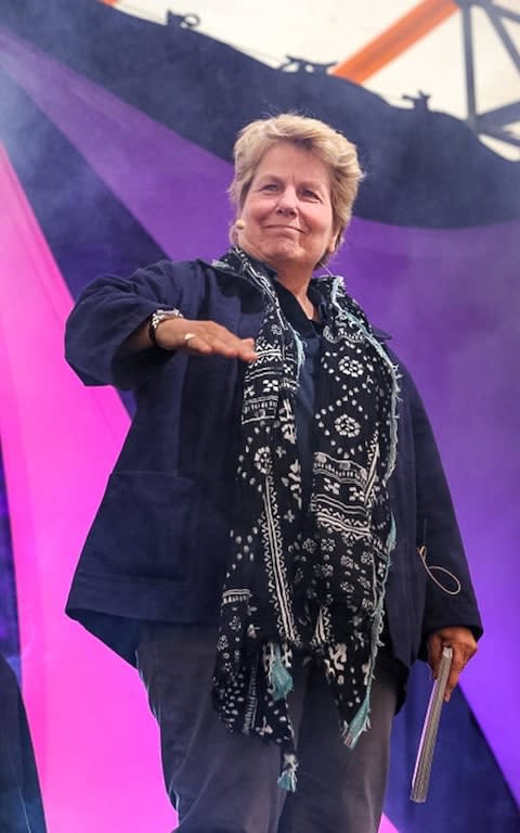 Toksvig presenting QI Live in 2018 - Credit: Landmark Media