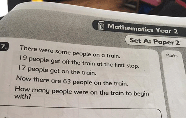 Can you work out this year two math problem? Photo: Twitter