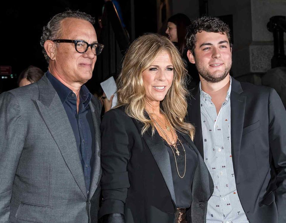 Tom Hanks, wife Rita Wilson and son Truman Theodore Hanks are seen arriving to Tom Ford SS19 fashion show at Park Avenue Armory on September 5, 2018 in New York City