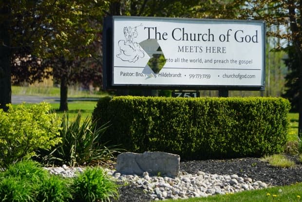 The Church of God in Aylmer, Ont., has repeatedly defied provincial laws, as well as a judge's order to stop gathering. An Ontario judge on Friday ordered that its doors be locked. (Colin Butler/CBC - image credit)