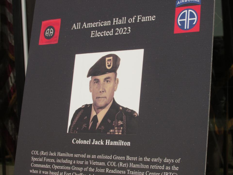 Retired Col. Jack Hamilton was inducted into the 82nd Airborne Division's 2023 Hall of Fame during a ceremony Wednesday, May 24, 2023, at Fort Bragg.