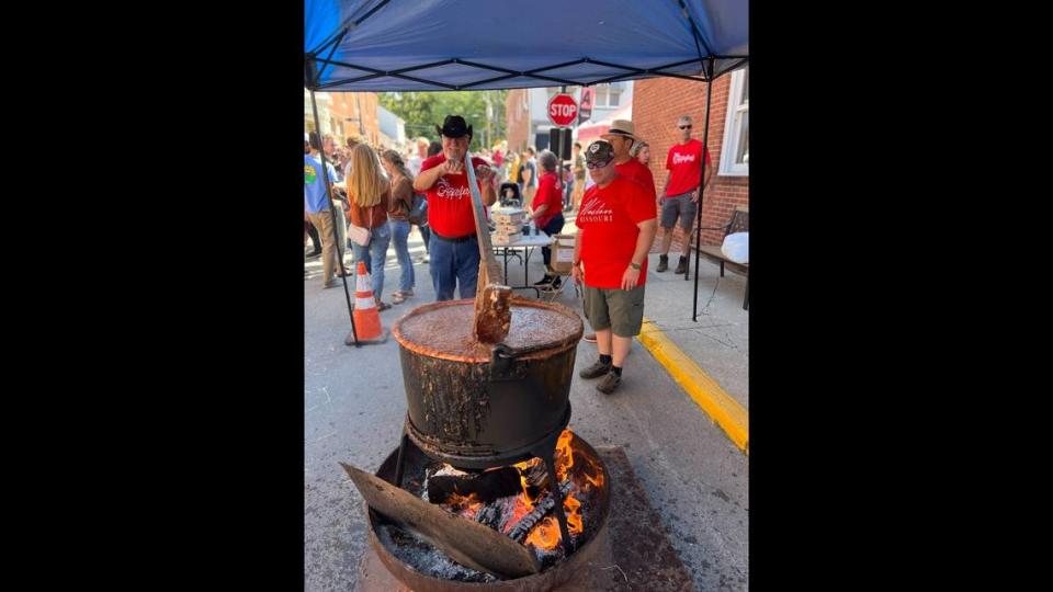 Vendors at Weston’s Applefest make apple butter, which visitors can buy and try for themselves. The town was once a hub for apple growing until a freeze in the 1940s destroyed trees in the area.