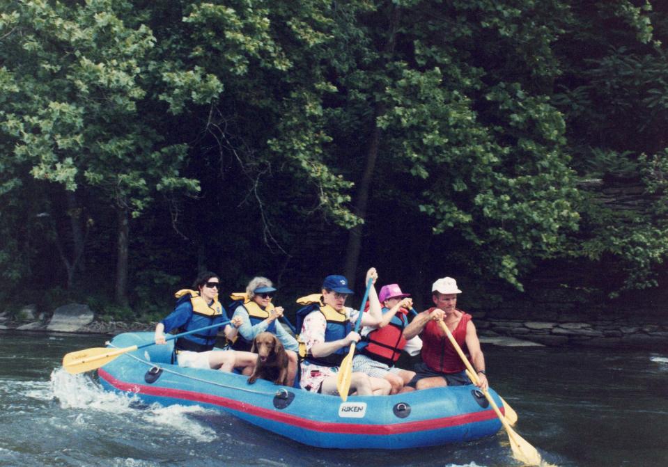 U.S. Supreme Court Justice Sandra Day O’Connor and her clerks launch on their end-of-year rafting trip on the Potomac River in this undated photo. | Denise Lindberg