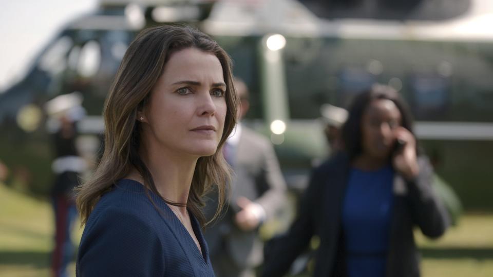 This image released by Netflix shows Keri Russell as Ambassador Kate Wyler in a scene from "The Diplomat." (Netflix via AP)