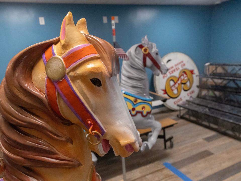 Four of the Seaside Heights carousel horses were so badly damaged that they needed repair and repainting by Marie DeSaules.