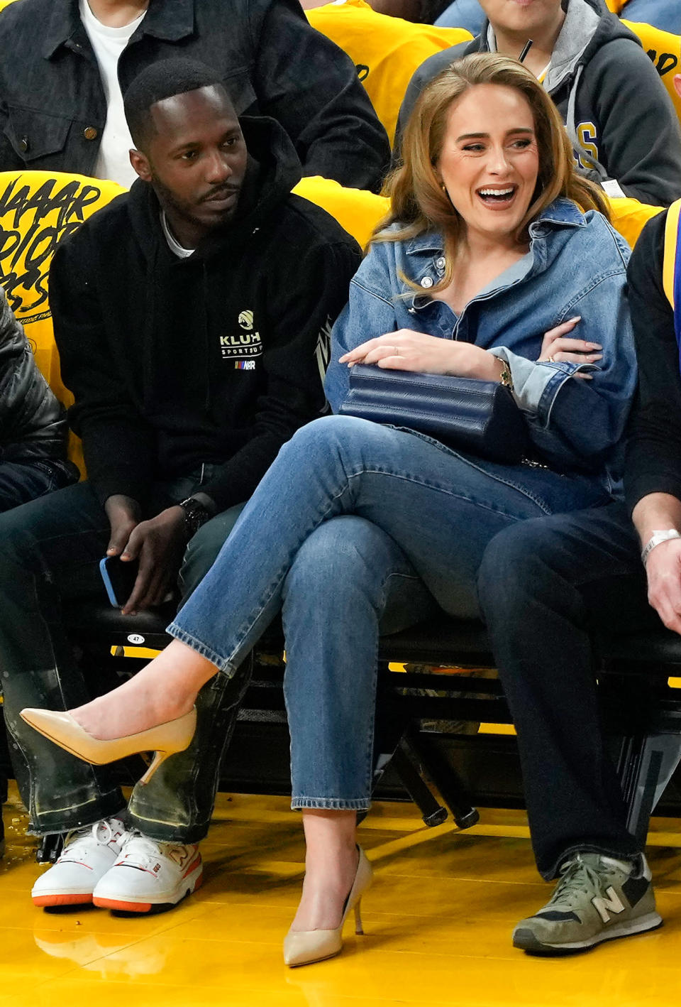 <p>Adele and boyfriend Rich Paul sit courtside at the 2022 NBA Western Conference finals between the Golden State Warriors and the Dallas Mavericks in San Francisco on May 20.</p>