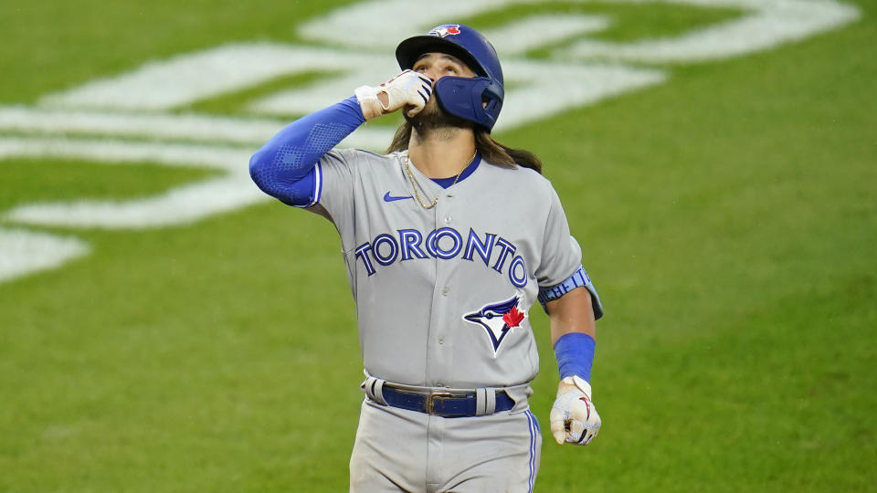 Bo Bichette has started September off on a heater. (AP Photo/Julio Cortez)