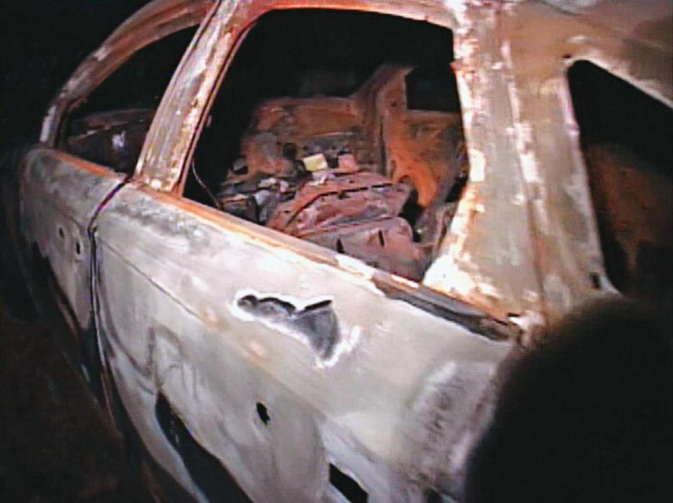 詹姓司機遇害後，他的計程車也被澆油焚毀。（東森新聞提供）