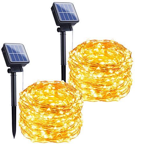 7) 33-Foot Solar Outdoor String Lights, 100 Bulbs (2-Pack)