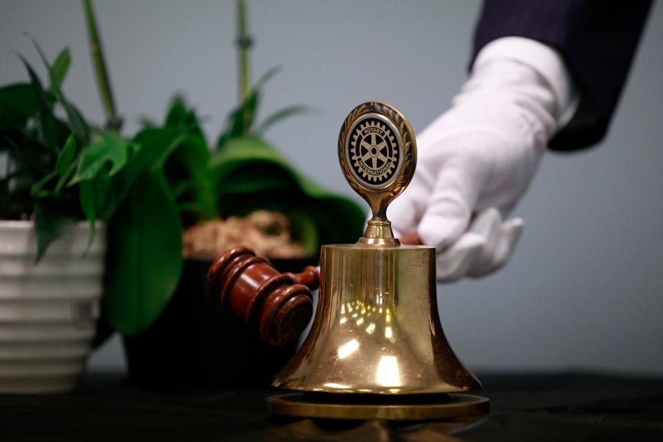 Gary Dickinson rings a ceremonial bell during a memorial observance for those killed in workplace-related incidents in Northeast Florida last year.