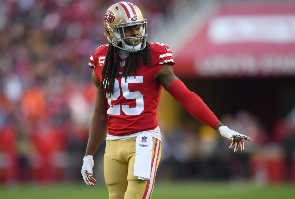 San Francisco 49ers corner Richard Sherman is not a fan of the new rule allowing teams to review pass-interference calls and non-calls. (Getty Images)