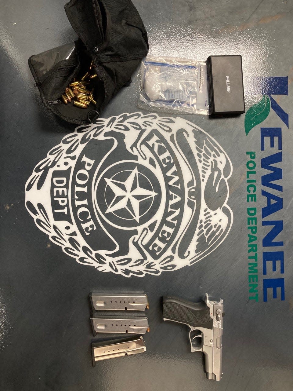 The second gun, ammunition and clips seized by Kewanee Police during a traffic stop last week.