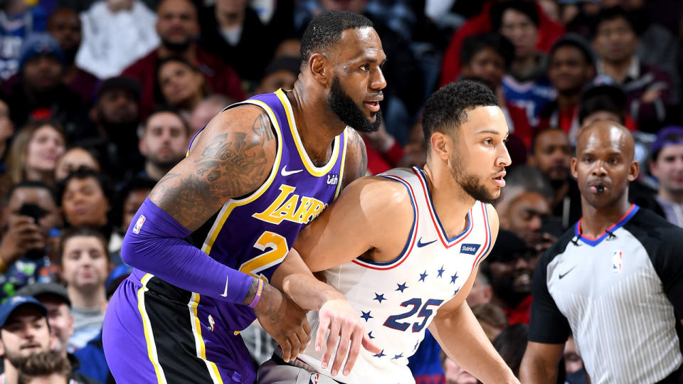 Ben Simmons can look to his friend LeBron James for inspiration as a three-point shooter. Pic: Getty