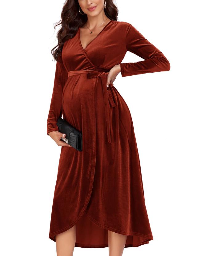 Chang Yun Maternity Nursing Dress Sweater Dress for Women Wedding Guest  Dress Baby Shower Maternity Photoshoot Outfits Burgundy at  Women's  Clothing store