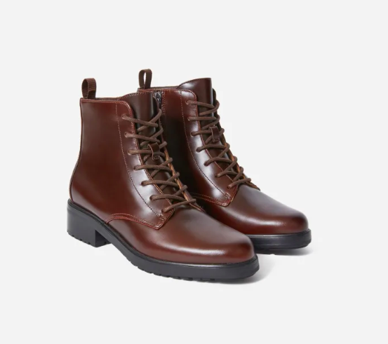 Everlane's Modern Utility Lace-Up Boot in Chocolate