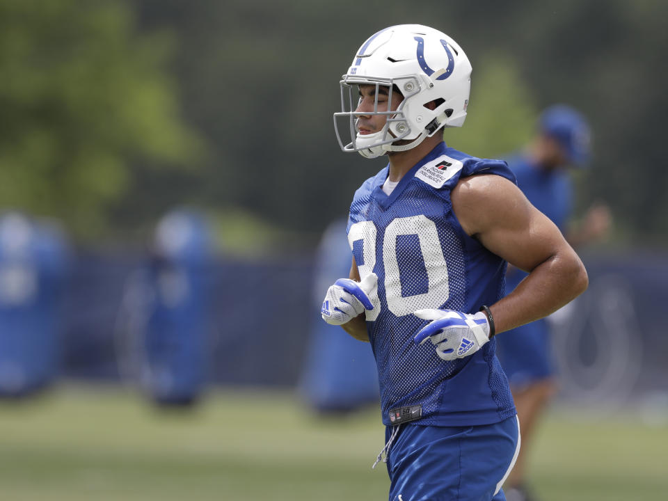 Jordan Wilkins is widely available and should play a significant role for the Indianapolis Colts in Week 1. (AP Photo/Darron Cummings)