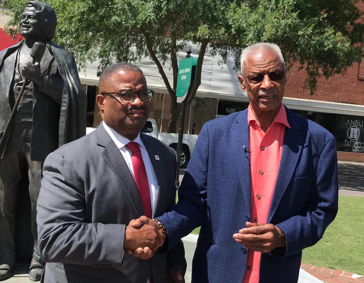 Augusta mayoral candidate Garnett Johnson, left, was endorsed by former mayoral candidate and four-term commissioner Marion Williams.