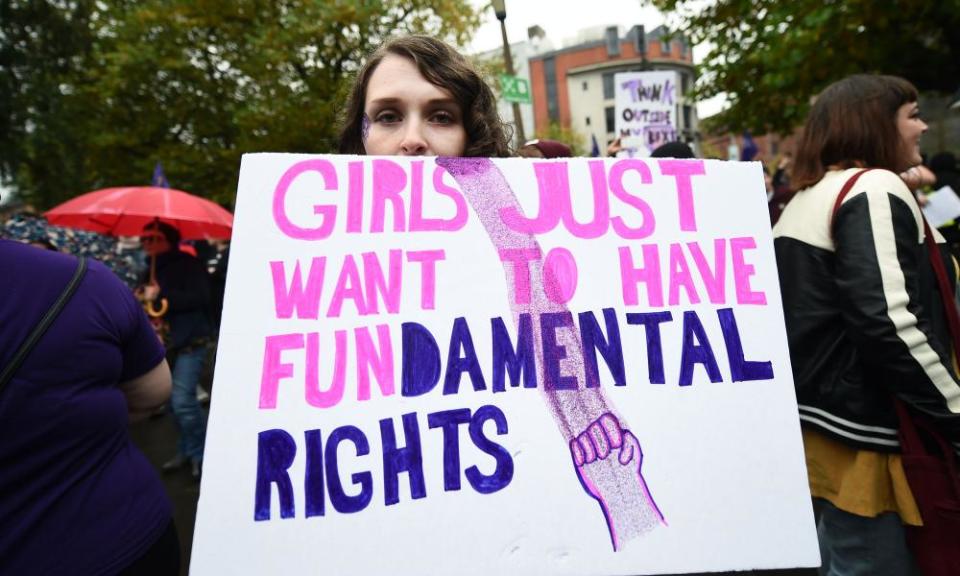 A pro-choice rally in Belfast demanding equal rights with the rest of the UK. 