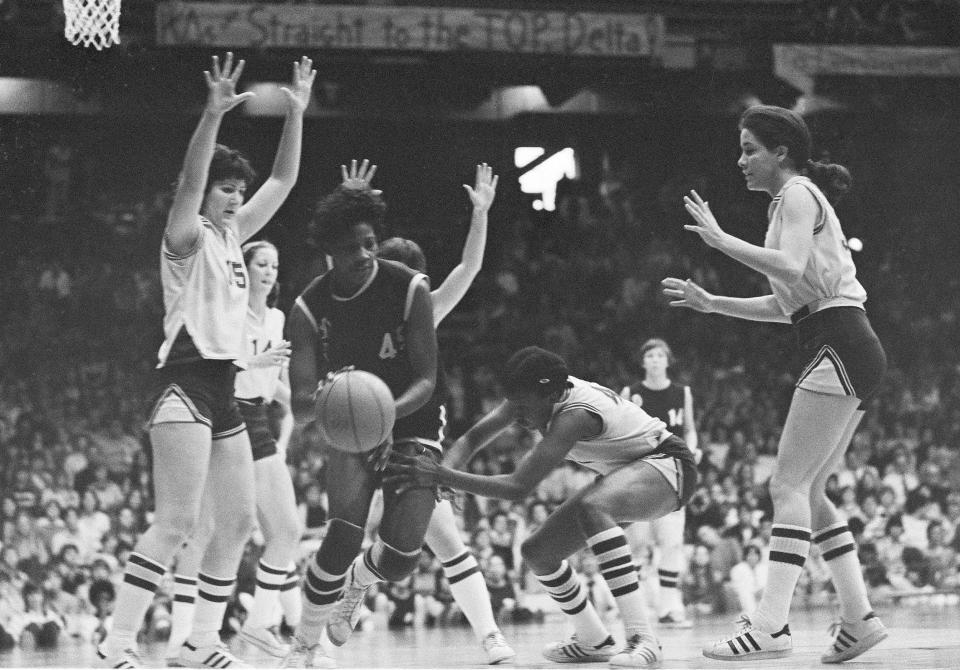 Lusia Harris led Delta State to three consecutive national championships, including one over Louisiana State in 1977.