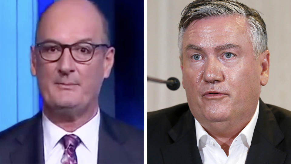 Port Adelaide chairman David Koch has responded to Eddie McGuire's tirade over the Power's historic 'prison bars' jumper. Pictures: Sunrise/Getty Images