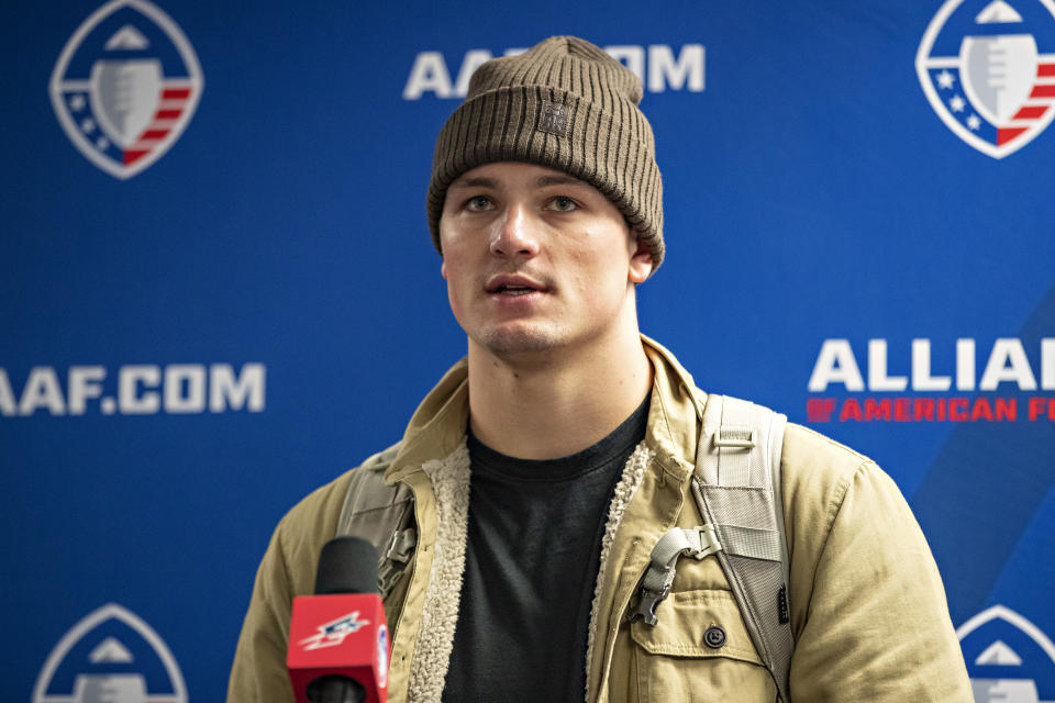 Christian Hackenberg is done with football and is trying to make it as a baseball player. (Photo by Wesley Hitt/AAF/Getty Images)