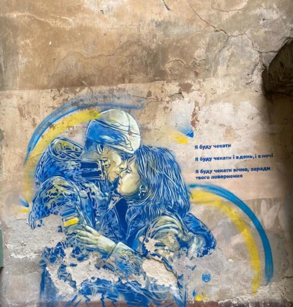 Street art along Drukarska Street in Lviv, Ukraine, photographed by Tania Vitvitsky as part of a slide presentation she offers groups to promote tourism in the country and raise awareness for her nonprofit ukrainecharitable.org.