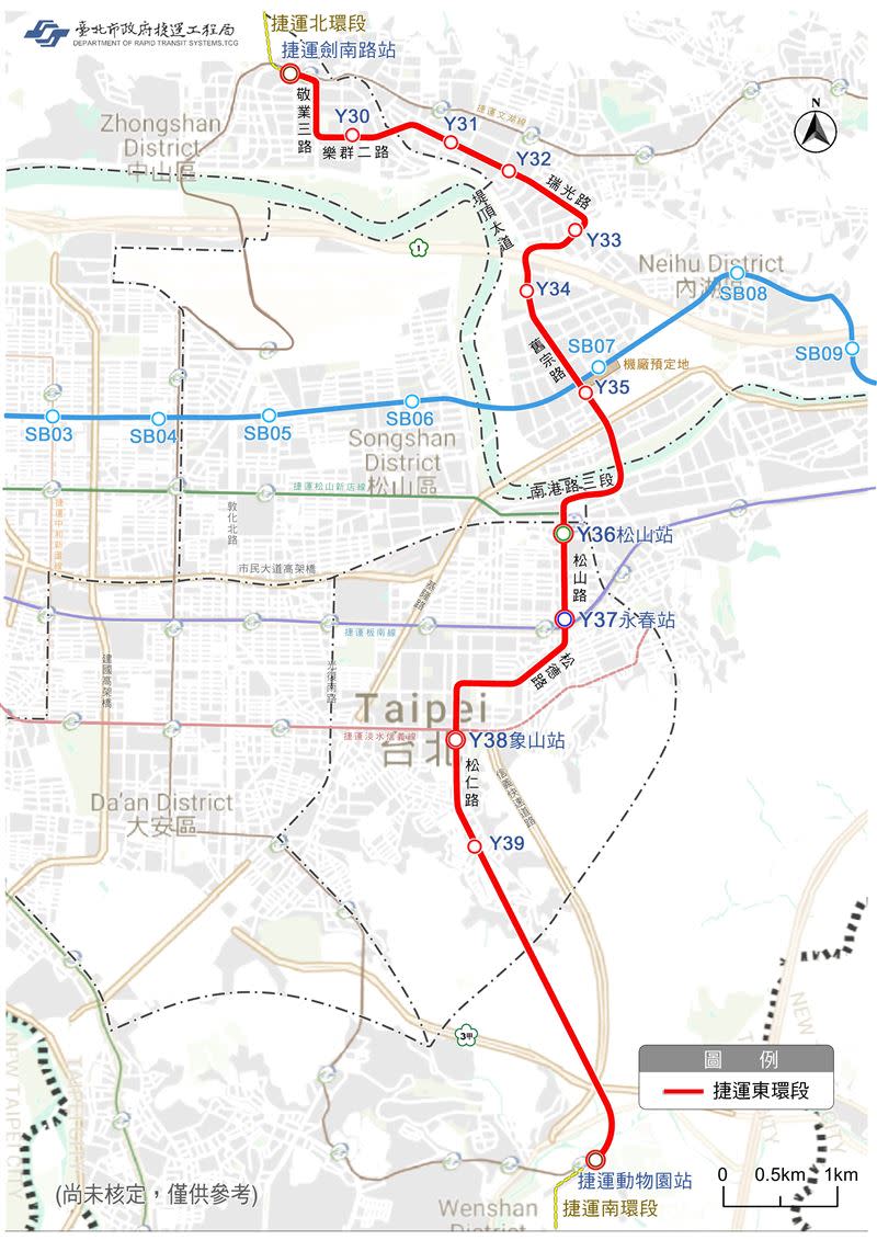 環東段核定前北捷曾發布的預定站點圖。（圖／北捷提供）