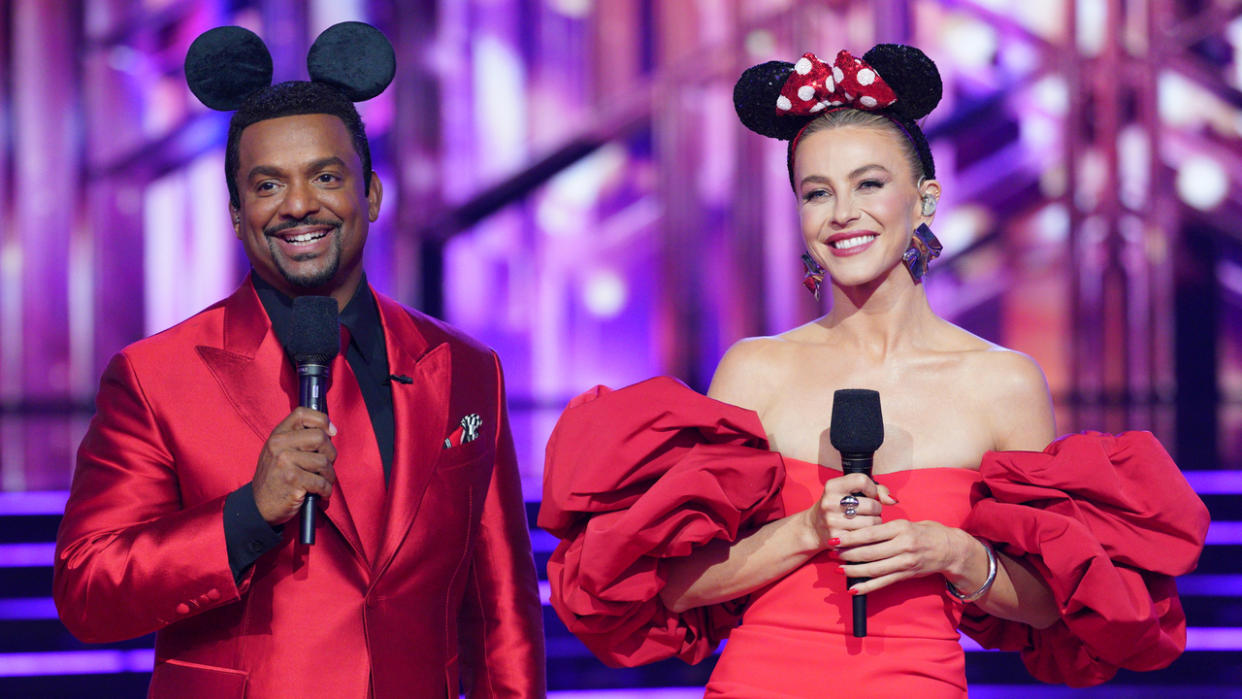  Alfonso Ribeiro and Julianne Hough wearing Mickey Mouse ears on Dancing with the Stars. 