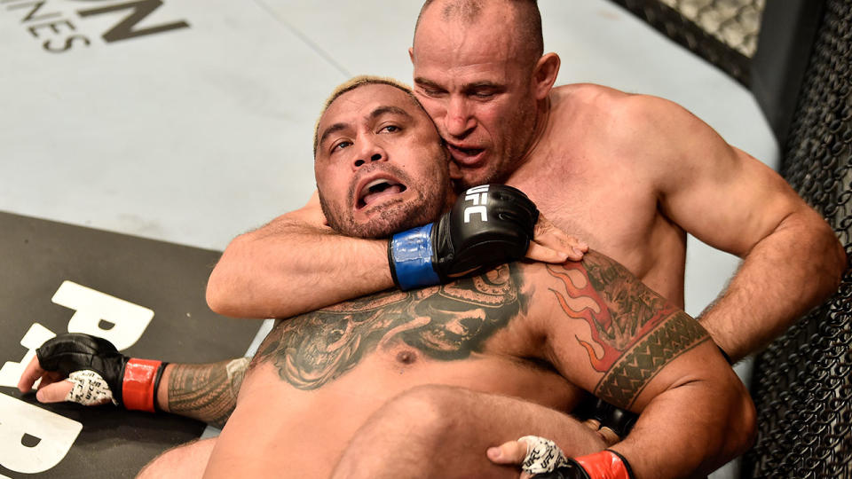 Oleinik beat Hunt with a superbly executed rear-naked choke hold. Pic: Getty