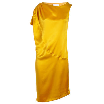 Yellow asymetric satin dress by Thakoon: Jewelled Colour Party Dresses Fashion Trend