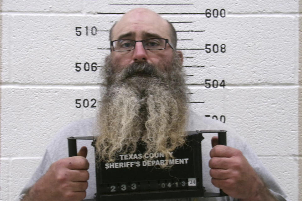 This booking photo provided by the Oklahoma State Bureau of Investigation shows Tad Bert Cullum. On Saturday, April 13, 2024, Oklahoma authorities said they arrested and charged four people, including Cullum, with murder and kidnapping over the weekend in connection with the disappearances of Veronica Butler and Jilian Kelley. (Oklahoma State Bureau of Investigation via AP)