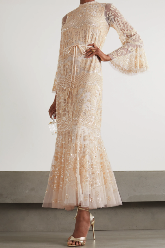 Needle & Thread Snowdrop Sequin-Embellished Tulle Gown. (Photo via Net-A-Porter)