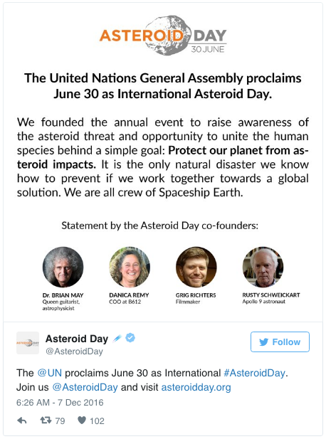 International Asteroid Day happens on June 30.