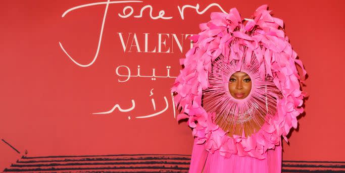 doha, qatar   october 27 naomi campbell attends the opening of forever   valentino, a major perspective exhibition that pays homage to its founder valentino garavani and its still unfolding heritage of haute couture excellence, at m7 on october 27, 2022 in doha, qatar photo by david m benettdave benettgetty images for maison valentino