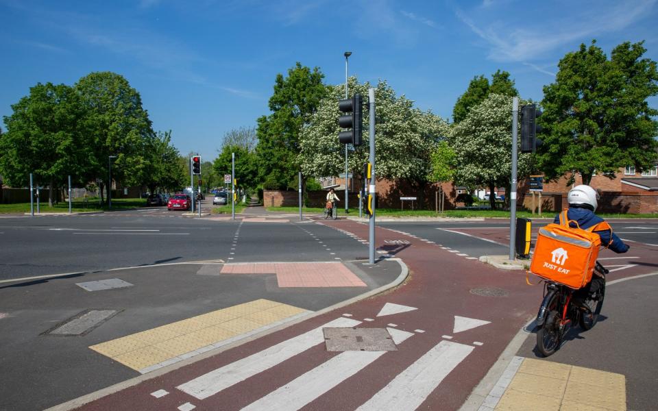 The CYCLOPS road junction in Cambridge, pictured in use at the weekend