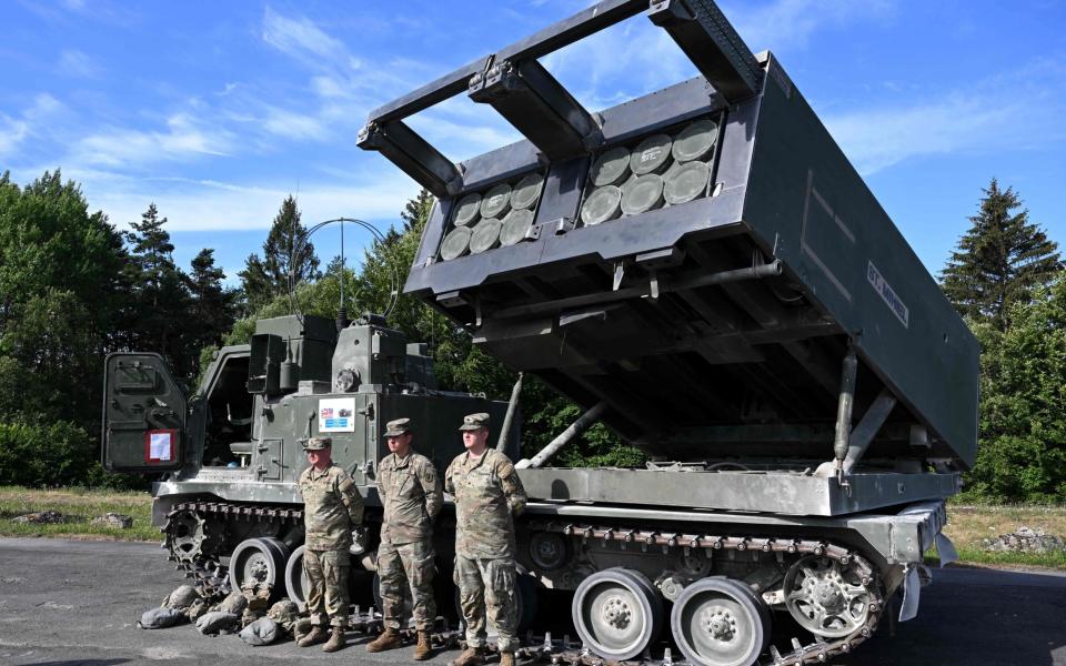 The British self-propelled Multiple Launch Rocket System (M270 MLRS)