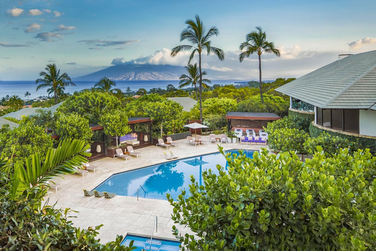 Aerial view of the pool and property at Hotel Wailea