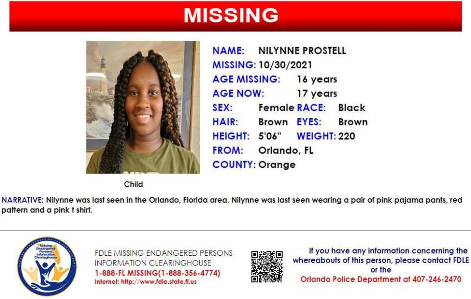 Nilynne Prostell was last seen in Orlando on Oct. 30, 2021.