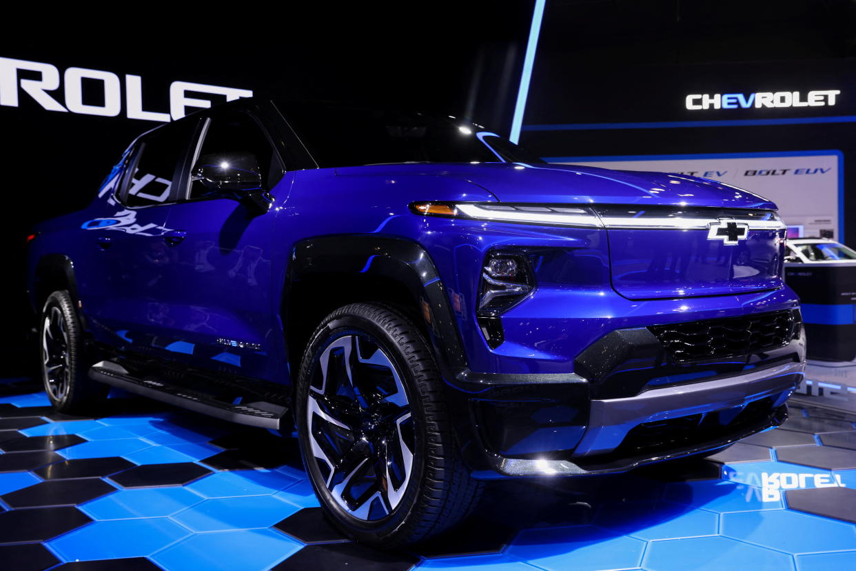 2024 Chevrolet Silverado EV RST is pictured at the New York International Auto Show, in Manhattan, New York City, U.S., April 13, 2022. REUTERS/Andrew Kelly