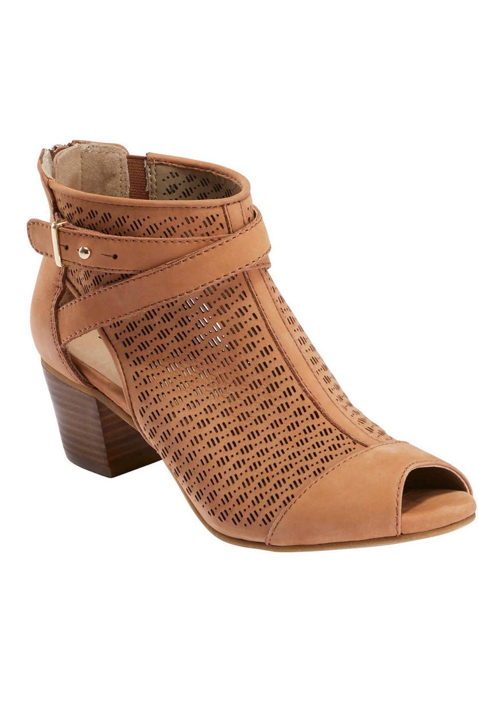 4) Leros Gaia Peep Toe Bootie