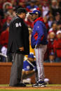 ST LOUIS, MO - OCTOBER 19: Manager Ron Washington of the Texas Rangers argues a call with home plate umpire Jerry Layne after Adrian Beltre #29 was called out on a disputed call in the ninth inning during Game One of the MLB World Series against the St. Louis Cardinals at Busch Stadium on October 19, 2011 in St Louis, Missouri. The Cardinals won 3-2. (Photo by Dilip Vishwanat/Getty Images)