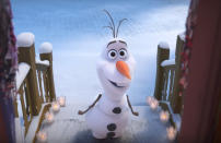 Elsa uses her magic to create a giant snow monster to stop Anna from talking to her in her ice castle. However, in early designs, the monster was a giant version of Olaf who addressed him as “little brother”. It was later decided that it looked a bit odd despite being cute and funny.