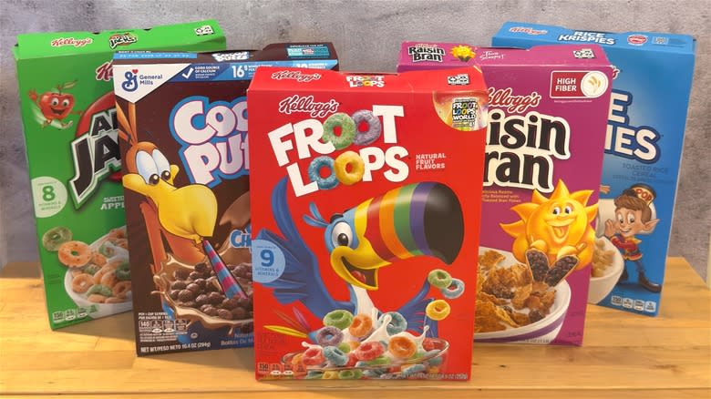 Boxes of breakfast cereal