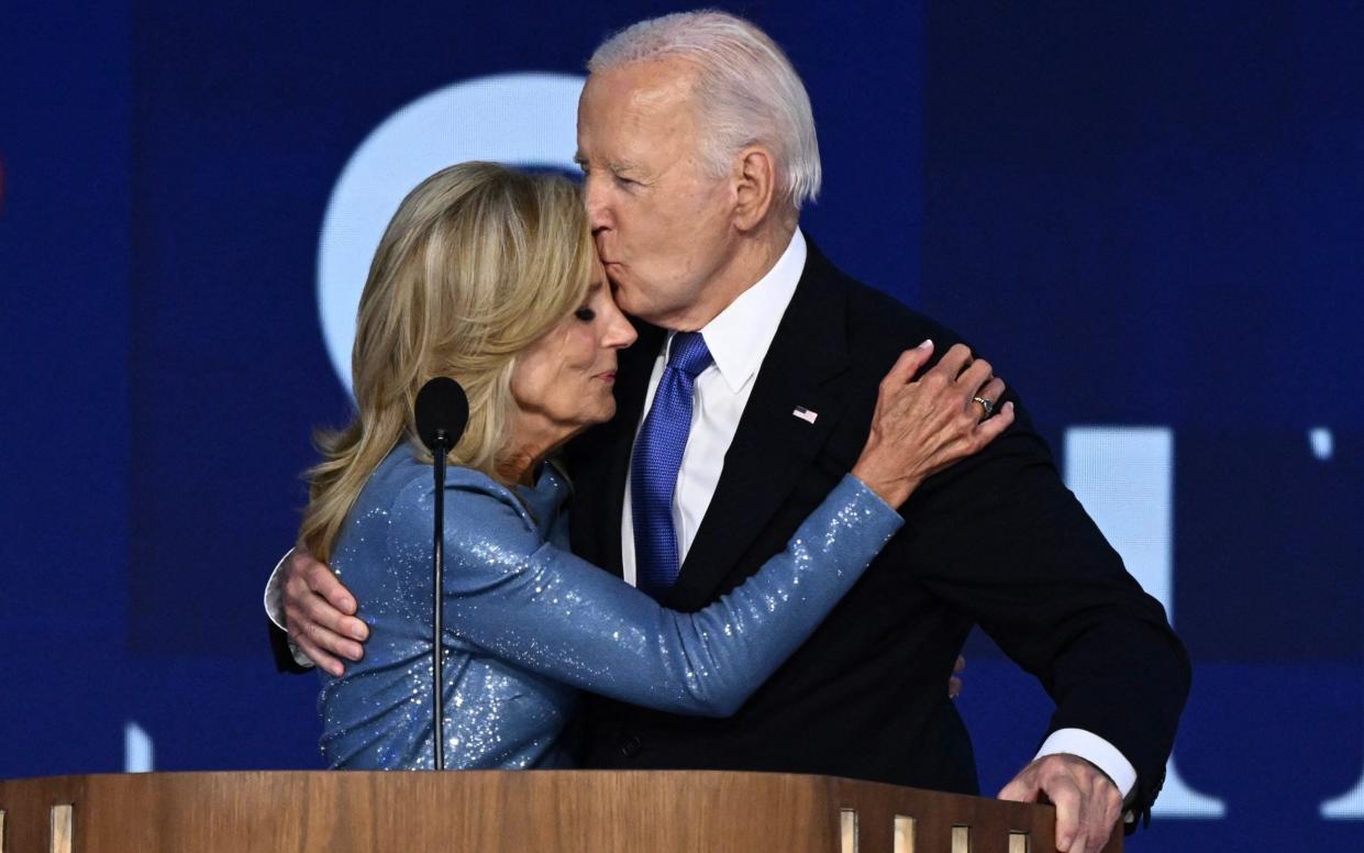 Joe Biden kisses his wife