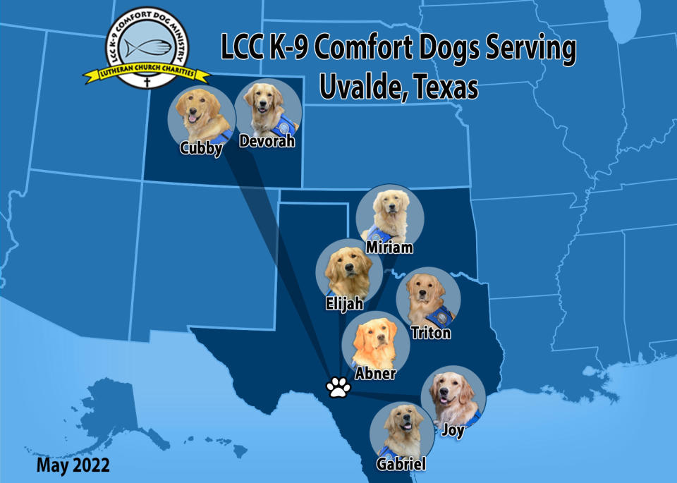 The first deployment of Comfort Dogs came from several different states. Source: Lutheran Church Charities
