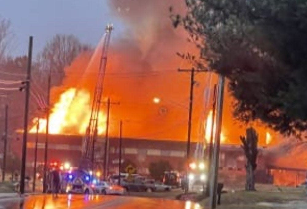 The Thomasville Fire Department responded to a large fire at a vacant commercial building on Salem Street on Wednesday.