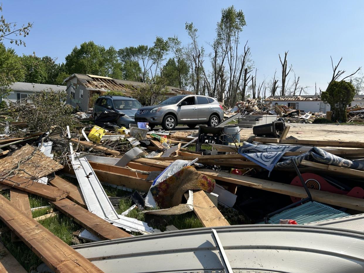 Scenes from Oak Brook Estates mobile home park on Wednesday, May 15, 2024 in Portage. The mobile home park was one of two struck by an EF-2 tornado May 7.