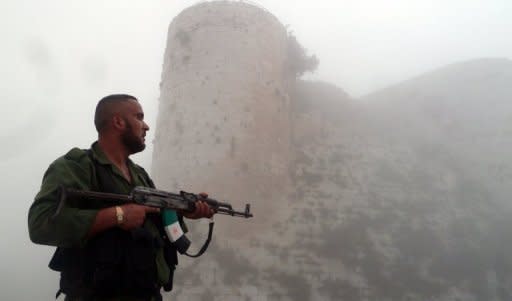 A member of the Free Syrian Army stands near the "Al-Hosn" Crusaders Citadel on the outskirts of Homs. Exiled opposition groups tried to forge a common vision for a transition in Syria as they met in Cairo as the UN rights chief accused both the regime and opposition of "serious" violations