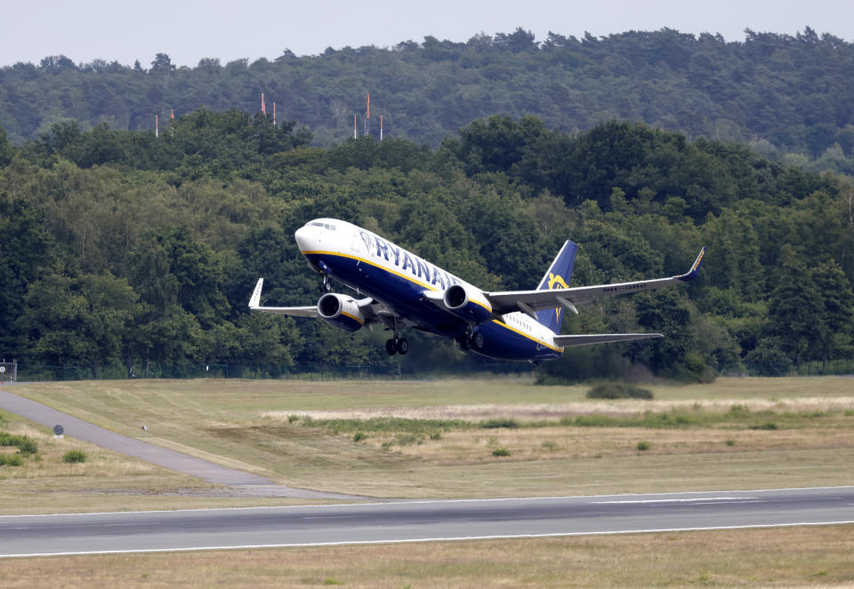 A Ryanair plane taking off